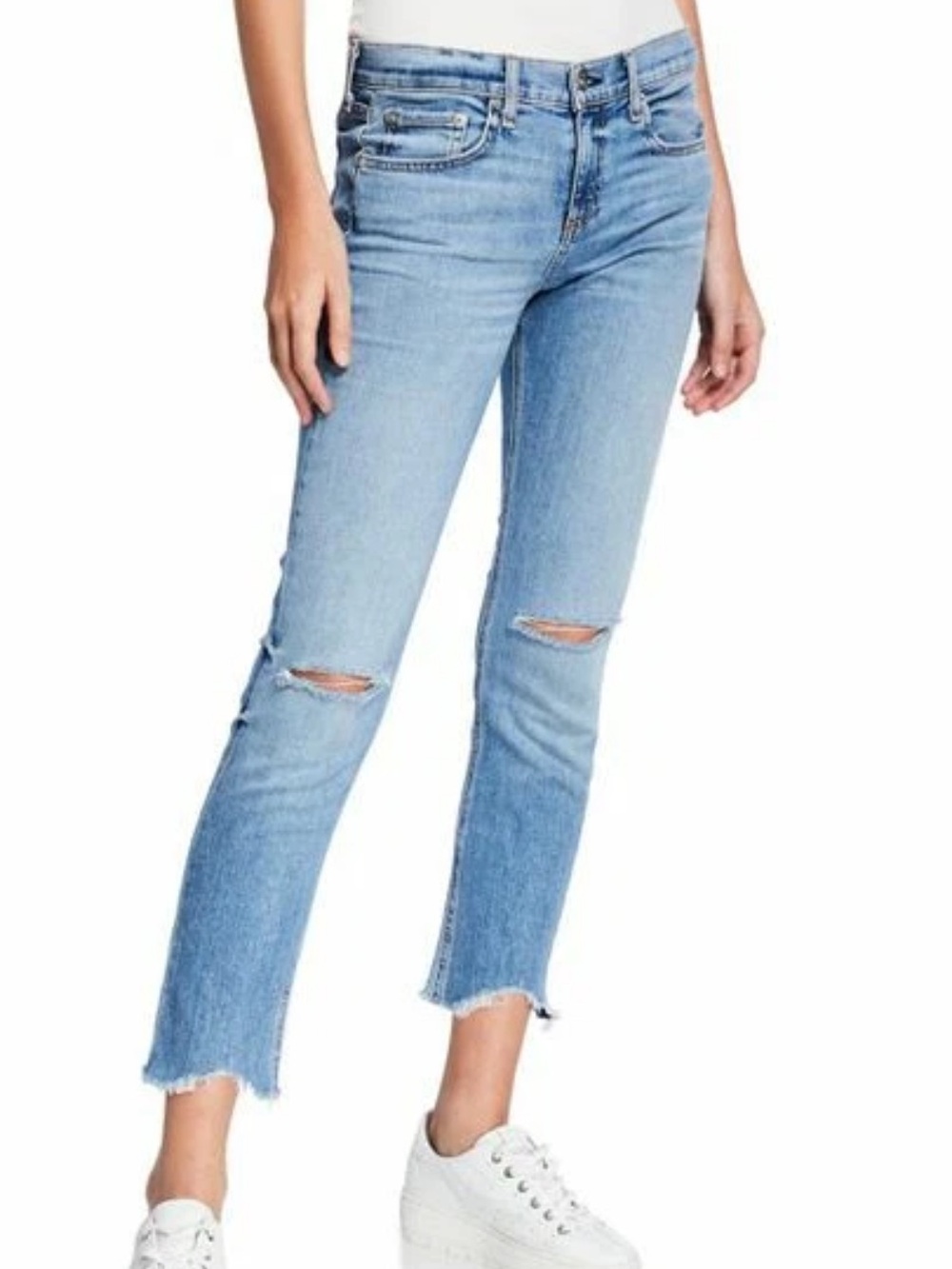 rag & bone Blue Distressed Ankle Jeans